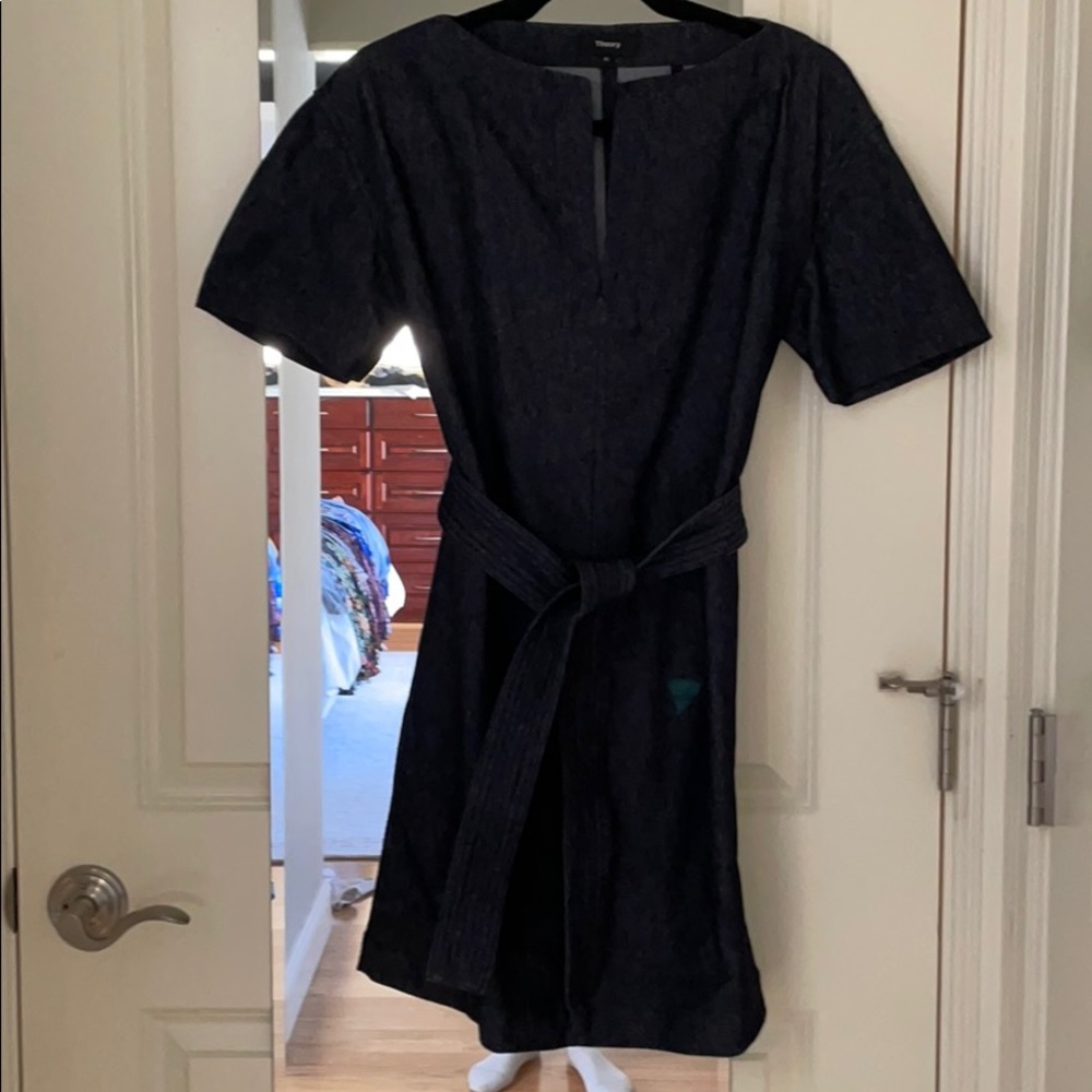 Theory Denim belted shift Dress